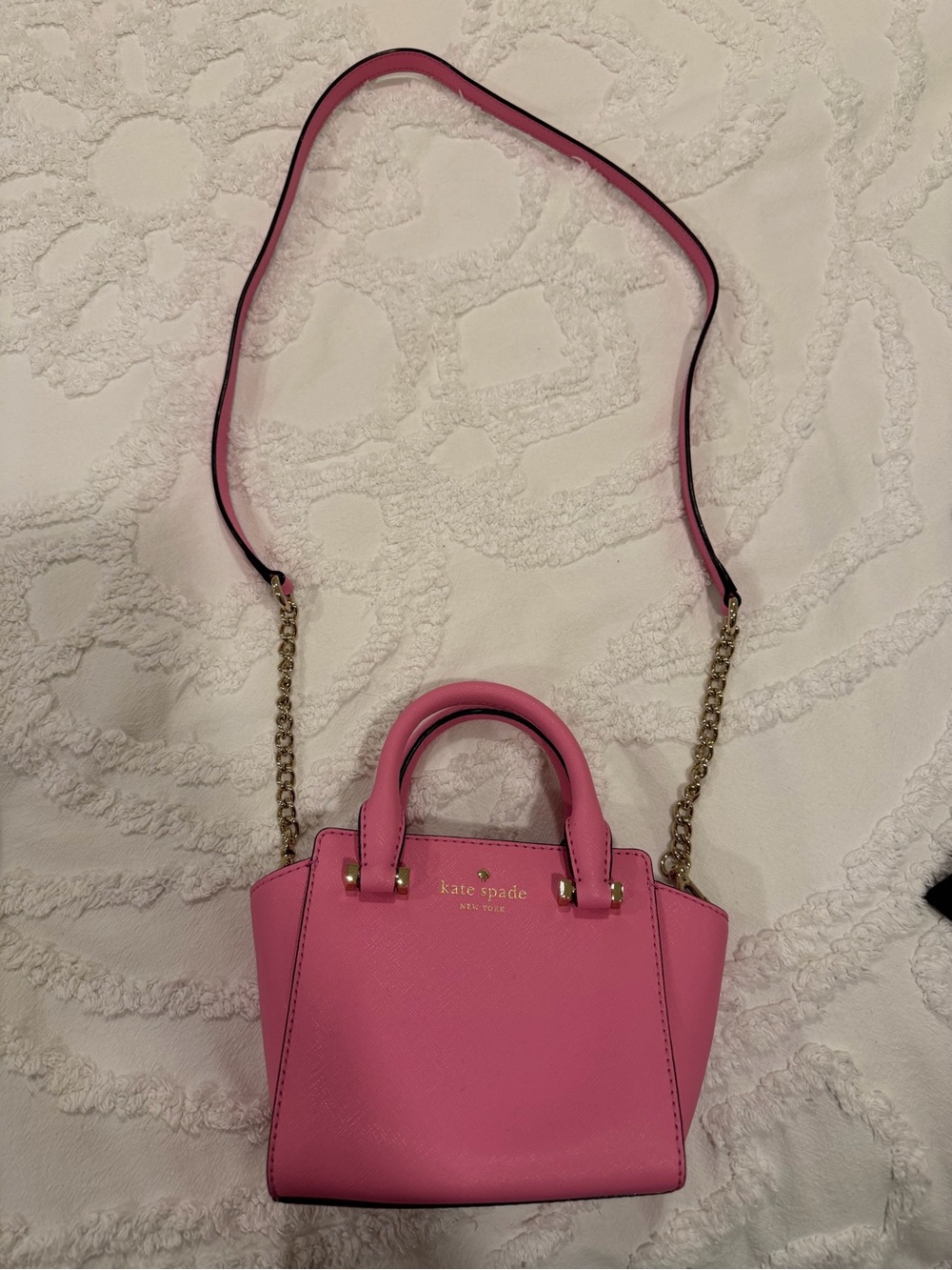 kate spade Pink Mini Satchel with Gold Chain Strap